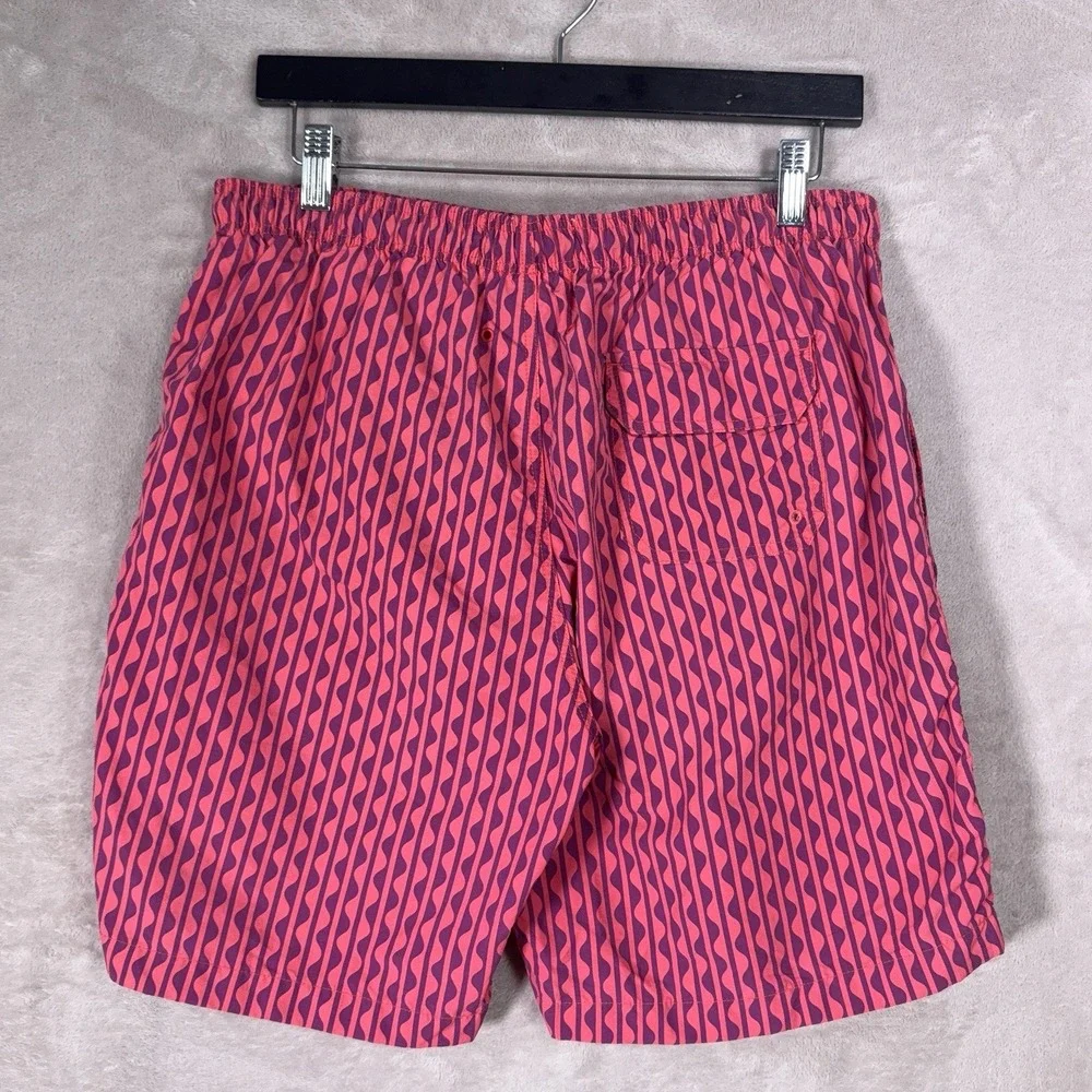 Solid & Striped Swim Trunks Mens Medium Red Geometric Drawstring Board Shorts
